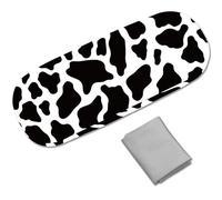 CREATCABIN Custodia Rigida Occhiali Sole in Pelle Stampe Mucca Custodia Portatile Occhiali Viaggio Custodia Protettiva A Conchiglia Panno La Pulizia Donne e Uomini 16.2x6.4x3.9cm