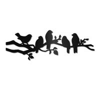 CREATCABIN Decorazione Da Parete In Metallo con Uccelli Uccelli su Vite Ramoscello D'Ulivo Arte Da Parete Scultura Da Parete Rustica Uccello Nero Appeso Decorazioni per La Casa Ornamento per 40x13.5cm