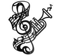 CREATCABIN Decorazione da Parete Musicale in Metallo Nota Musicale Arte da Parete Scultura Musicale Appeso A Parete Decorazione da Parete Nera Insegna Regalo Moderno Gli Amanti della Musica 30x25cm