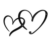 CREATCABIN Decorazione Parete A Forma Cuore in Metallo Nero in Ferro Battuto A Forma Cuore Doppio Cavo Sagoma Decorativa Scultura Ornamentale Veranda Soggiorno Casa Ufficio Giardino Balcone 30x18cm