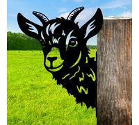 CREATCABIN Decorazione Parete Metallo A Forma Capra Sagoma Animale Decorazione Parete Ferro Nero Rustico per Fattoria Pecore Recinzione Giardino Cartello Ritagliato Ornamento Appendere 30 x 24.5cm