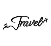 CREATCABIN Decorazione Parete Viaggio Nera Cartello Decorativo Parete in Metallo Parole Tagliate al Laser Arte Parete Cuore Lettere Aeromobili Silhouette Parete Nera Arte Appendere alla 30x9.5cm