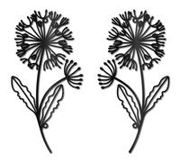 CREATCABIN Dente di Leone Arte da Parete in Metallo Fiore di Ferro Decorazione da Parete Appeso Nero Scava Fuori Simmetria Silhouette Ornamento Cartello in Ferro per Studio di Yoga Interni 30x15cm