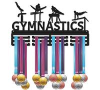 CREATCABIN Espositore Medaglie Ginnastica Porta Medaglie Sportive Iron Competition Wall Hanging Rack Frame Hook Display per Atleti Giocatori Ginnastica Donna Uomo Regalo Oltre 60 Medaglie 40x22.6cm