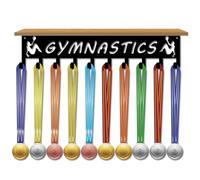 CREATCABIN Espositore Medaglie Ginnastica Ripiano Trofei Porta Medaglie Supporto Parete Medaglie Sportive Porta Trofei in Metallo Nero Organizer Medaglie Vassoio Pannelli di Densità 40x8x9cm