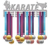 CREATCABIN Espositore Medaglie Karate Porta Medaglie Sportive Oltre 60 Medaglie Premio Supporto Ferro Telaio Rack Appeso Parete per Medaglia Ballerino Calcio Maratona Atleta Regalo 40 x 15 cm,Platino