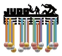 CREATCABIN Espositore Medaglie Parete Judo Supporto Parete in Metallo Nero Atleti Sportivi Supporto 60+ medaglie Home Sporter Atleti Medaglie Gare 40x15cm