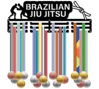 CREATCABIN Espositore Medaglie Sportive Supporto Medaglie A Nastro Supporto Parete in Metallo Nero Jujitsu Brasiliano Supporto Premi Atleti in Ferro Appendere 60+ medaglie Atleti Sportivi 40x15cm
