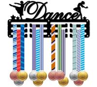 CREATCABIN Espositore per Medaglie da Ballo Porta Medaglie Sportive Rastrelliera Nastri da Gara Organizzatore Premi Piccola Cornice in Metallo Nero Giocatori da Competizione per Appendere 29x13cm