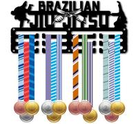 CREATCABIN Espositore per Medaglie Jujitsu Porta Medaglie Jiu Jitsu Brasiliano 3 Linea 12 Ganci Appendiabiti Parete per Premi Sportivi Decorazione La Casa Atleti Giocatori Vincitori Gare 29 x 13cm