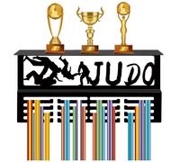 CREATCABIN Espositore per Trofei per Medaglie di Judo Espositore per Medaglie con 16 Gancio Supporto per Montaggio A Parete per Sport Supporto per 70+ medaglie Appendiabiti Organizzatore 40x20x10cm