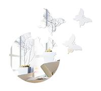 CREATCABIN Farfalla Specchio Adesivi Rotondi Autoadesivi da Parete 3D Adesivi Acrilico Rimovibile Decorazione Murale Casa Matrimonio Soggiorno Camera da Letto 10.6x11.8 Pollici Nastro