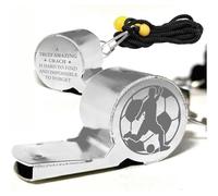 CREATCABIN Fischietto Allenatore Calcio Fischietti Sportivi Croccanti in Acciaio Inossidabile Incisi al Laser attività All'Aperto Arbitro Basket Emergenza Cordino Regalo L'Allenatore Festa 2x5cm