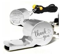 CREATCABIN Fischietto Sportivo in Acciaio Inossidabile con Cordino Suono Forte e Nitido Fischietto Inciso al Laser attività All'Aperto Calcio Basket Regalo di Emergenza per Allenatore Festa 2x5cm