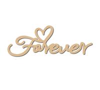 CREATCABIN Forever Lettere in Legno Insegne Ritagliate Cuore Taglio Laser Segno Parole Tiglio Incompiuto Appeso per GhirlanParete Vuota Porta Camera Letto Pittura Artigianato Fai Te 30x10.9cm