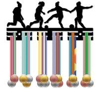 CREATCABIN Gancio per Medaglie da Calcio da Donna Porta Medaglie da Calcio Espositore per Montaggio A Parete Cornice in Acrilico Ganci per Appendere Premi Supporto per Medaglie Sportive per 29 x 13cm