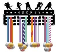 CREATCABIN Gancio per Medaglie da Hockey, Porta Medaglie, Supporto Sportivo, Montaggio A Parete, Struttura in Ferro, Gancio per Medaglie in Metallo, Organizer per Appendere Oltre 40 medaglie 29x13cm