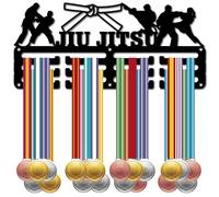 CREATCABIN Gancio per Medaglie per Jiu Jitsu Brasiliano, Cintura per BJJ, Cornice Sportiva in Ferro, Piccolo Supporto da Parete, Appendiabiti per Medaglie in Metallo, Organizer per Appendere 29x13cm