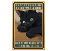 CREATCABIN Gatto Nero Segno Vintage Metallo Targa in Metallo caffè Bar Decorazione della Parete Poster Retro Pittura Placca di Ferro Arte Murale Decorazioni Appese Targhe per caffè Bar Cucina 30x20cm