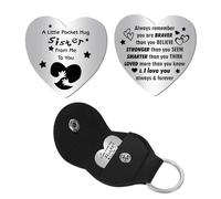 CREATCABIN Gettone Abbraccio Tascabile Gettone Ricordo per Relazioni A Lunga Distanza in Acciaio Inossidabile con Doppia Faccia Inciso Gettone Tascabile Ispiratore Commemorativo Portachiavi 2.6x2.6cm
