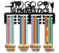 CREATCABIN Ginnastica Medaglia Grucce Porta Medaglia Espositore Sport Metallo Appeso Premi Ferro Piccolo Supporto Decorazione per Parete Gara di Casa Corsa Nuoto Calcio Medaglia di Calcio Nero 29x13cm