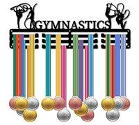 CREATCABIN Ginnastica Medaglie Appendiabiti Espositore Porta Medaglie Rack Sport Metallo Appeso Atleta Premi Ferro Montaggio A Parete Decor Oltre 60 Medaglie per Competizione Nastro Cordino 40x15cm