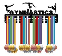 CREATCABIN Ginnastica Porta Medaglie Espositore Appendiabiti Premi Sportivi Appendiabiti Parete Appendiabiti Decor in Legno Nero per Distintivo Domestico 3 Riga 60 medaglie Atleti Giocatori Regalo