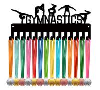 CREATCABIN Ginnastica Porta Medaglie Espositore Appendiabiti Sport Metallo Appeso Premi Ferro Piccolo Supporto Decor 14 Ganci per Parete Casa Distintivo Gara Corsa Ginnastica Nuoto Nero 29x13cm