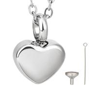 CREATCABIN Gioielli Cremazion A Cuor Collana Urna Ceneri Gioielli Cremazion Ricordo Mini Urn Commemorativ in Acciaio Inossidabil Argento Ciondolo Catena Portacavi No A Imbuto Lutto Amici 12x17mm