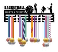 CREATCABIN, Grucce per Medaglie Da Basket, Espositore, Porta Medaglie, Sport, Metallo, Premi per Atleti, Montaggio A Parete In Ferro, Decorazione, Oltre 60+ medaglie per La Corsa, Nuoto,Calcio 40x15cm
