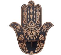 CREATCABIN Hamsa Scaffale in Cristallo Mano di Hamsa Decorazione della Parete in Legno Scaffali Porta Cristalli Loto Mensola Mobile A Parete Supporto per Roba da Strega Forniture per Altare 25x30cm
