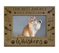 CREATCABIN I Migliori Angeli Hanno Ali e Baffi Cornice Foto Cornici in Legno Foto Gatti Domestici Ossa Pesce in Legno Massello Orizzontale in Piedi Montaggio A Parete Alta Definizione PVC 16.8x21.8cm
