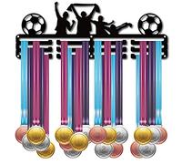 CREATCABIN Immagine del Calcio Porta Medaglie Giocatore Medaglie Espositore da Parete Appendiabiti Decor Porta Medaglie per Lo Sport per La Casa Porta Badge 3 piolo Medagliere Oltre 60 medaglie