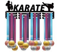 CREATCABIN Immagine di Karate Porta Medaglie Atleta Espositore per Medaglie Montaggio A Parete Appendiabiti Decor Porta Medaglie per Corridori per Casa Porta Badge 3 piolo Medagliere Oltre 60 medaglie