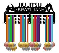CREATCABIN Jiu Jitsu Porta Medaglie Brasiliano Porta Medaglie Espositore Sport Metallo Premi da Appendere Ferro Supporto Piccolo Decorazione per Parete Casa Gara Corsa Nuoto Calcio Medaglia 29x11.8cm