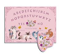 CREATCABIN Kitty Wood Spirit Board Cat Pendolo Board Legno Talking Ouija Boards Planchette Rabdomanzia Kit Divinazione Caccia Messaggi Metafisici per Wicca 11.8 x 8.3 Pollice(Rosa)