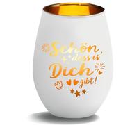 CREATCABIN Lanterna Vetro Scritta Portacandele Vetro Incisione Regali per Donne Lanterna Natalizia Vetro Luci Lutto Schön Dass Es Dich Gibt! Regali per Funerali 8.6x11.6cm