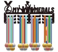 CREATCABIN Le Mie Medaglie Porta Medaglie Appendiabiti per Medaglie Espositore Sport Metallo Premi Da Appendere Ferro Supporto Piccolo Decorazione Premi per Parete Casa Badge Gara Corsa Calcio 29x13cm