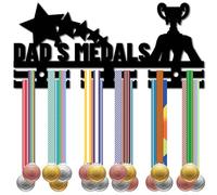 CREATCABIN Medaglie del papà Porta Medaglie Display Porta Medaglie Montaggio A Parete Rack Trofeo Cornice in Acrilico Ganci per Appendere Premi Supporto per Medaglie Sportive Regalo per 29 x 13cm