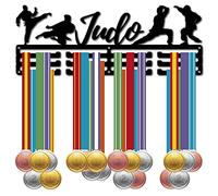 CREATCABIN Medaglietta Judo Appendiabiti Sport Espositore Appendiabiti Premi Metallo Montato Parete Ferro Appeso per Nuotatore Corridore Atleti Giocatori Ginnastica Regalo Oltre 60 Medaglie 40x15cm