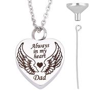 CREATCABIN Mini Cuore Urna Collana per Ceneri Cremazione Gioielli Ceneri Ricordo Ciondolo Regali per I Cari Donne Uomini Pet- Sempre nel Mio Cuore papà