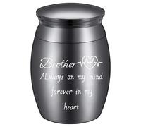 CREATCABIN Mini Urna Commemorativa per Fratellino Lega Nera Miniatura per Cremazione Condivisione delle Ceneri Contenitore Borsa Cucchiaio Stoffa per Funerale Sepoltura Commemorativo Umano 4.05 x 3cm
