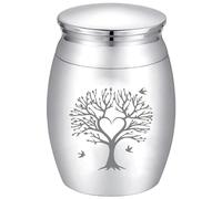 CREATCABIN Mini Urna Crematoria Albero Della Vita Piccole Urne Ricordo Portacenere Amore Uccello Lega Condivisione Urna Funebre Kit Memoriali Contenitore In Miniatura Urna Decorativa per Animali 4x3cm