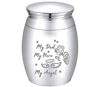 CREATCABIN Mini Urna per Cremazione Piccola Urna Ricordo Kit in Lega di Ceneri Mio Padre Eroe Angelo Metallo Urna di Condivisione Memoriali Contenitore in Miniatura Resti per Femmina Uomo Umano 4x3cm