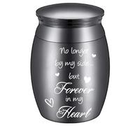 CREATCABIN Mini Urna Ricordo Piccola Urne Crematorie Portacenere Commemorative Amore Cuore Sepoltura Urne Funerarie Contenitore per Condividere Le Ceneri 1.18x1.57 Pollice Nero-Non più al Mio 30x40mm