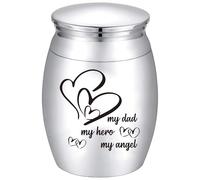 CREATCABIN Mini Urne Cremazione A Forma Cuore Argentate Piccole Urne Commemorative Ceneri Umane Set in Lega Urna Ceneri Funebri Contenitore Funebre in Miniatura Famiglia Amici Animali Domestici 4x3cm