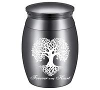 CREATCABIN Mini Urne Cremazione Tree of Life Nere Piccole Urne Commemorative Ceneri Umane Set in Lega Urna Ceneri Funebri Contenitore Funebre in Miniatura Memoriale Famiglia Amici Animali 4x3cm