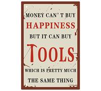 CREATCABIN Money Can't Buy Happiness Frase Lettere Targa in Metallo retrò Poster Targhe Citazioni Decorazioni Artistiche Appendere Vintage per Casa Soggiorno Camera Letto Bar Caffetteria Pub 20x30cm