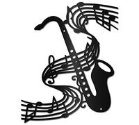 CREATCABIN Musica Sax Wall Art Metallo Vintage Treble Clef Decorazione Parete Strumenti Musicali Scultura Appendere per Casa Camera Letto Cucina Giardino Regalo della Decorazione Natalizia 24x30cm