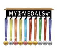 CREATCABIN My Medals Espositore Trofei Espositore Medaglie Vassoio in Pannello di Densità Supporto Parete Supporto Trofei Nero Organizer Medaglie Premi di Ginnastica Femminile 40x8x9cm